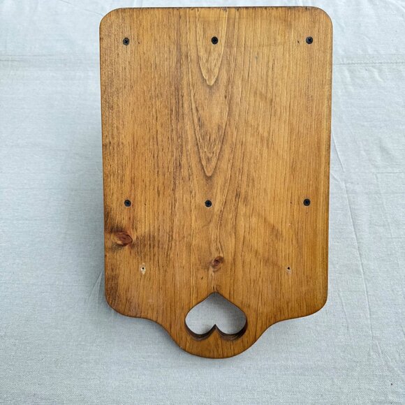 Vintage Wood Wall Shelf Display Heart Knick Knack Rustic Farmhouse Circle Cutout - Picture 5 of 9